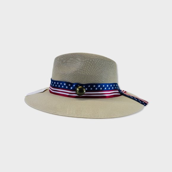 Panama Hat Xeal Men & Women NEW! Light Brown in color , Straw, USA Flag Band - Picture 8 of 8